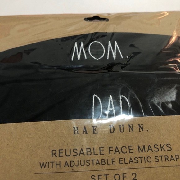 Rae Dunn Mask Set 2 Mom Dad Adjustable Washable - Picture 2 of 3
